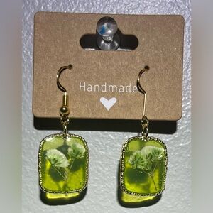 Handmade Green and Gold Earrings